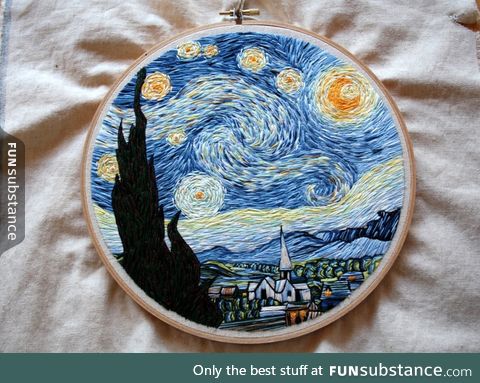 Embroidered starry night