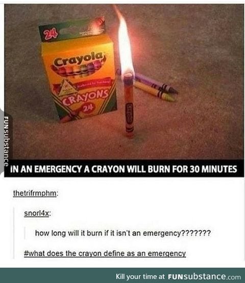 Crayons and emergencies...