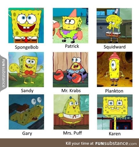 Different versions of spongebob