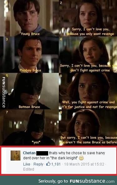 That's what you get for friend zoning Batman