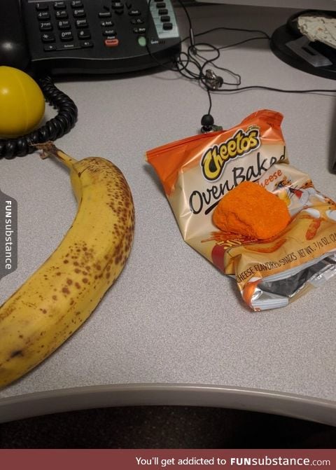 I got a massive brick of cheese flavoring instead of Cheetos. Banana for scale