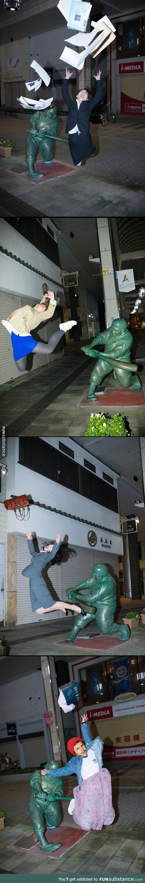 Sooo...They put up a new sculpture in Japan and this happens every day