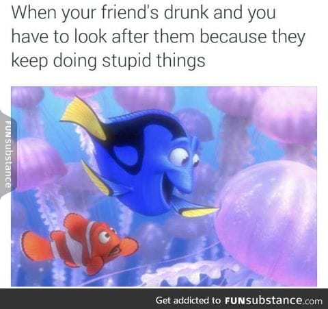 When you have to look after your drunk friend