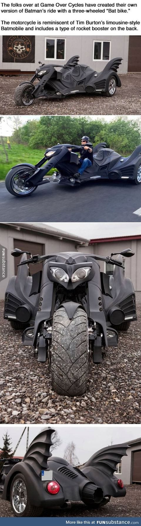 Three-wheeled bat-bike