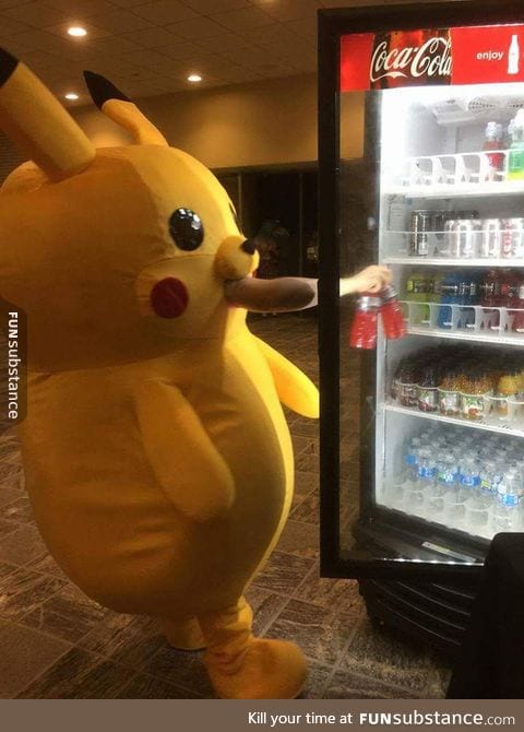 Pikachu gets a drink