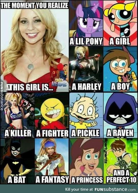 Tara Strong, everybody. How many childhoods can be seen in this picture?