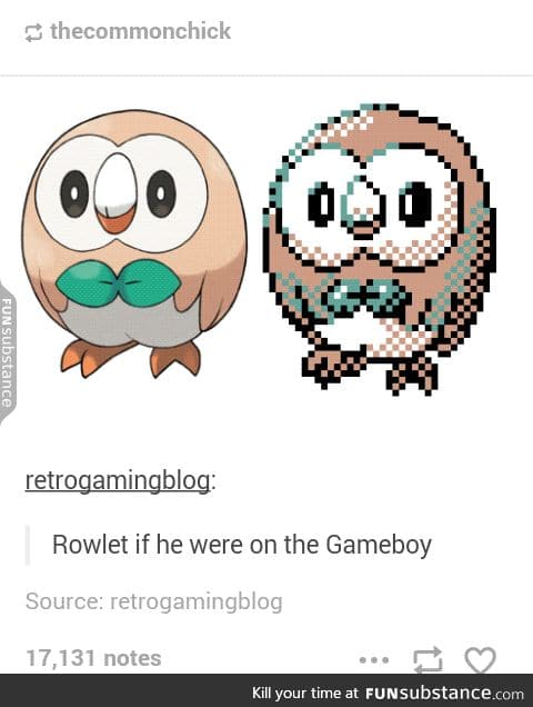 Gameboy Rowlet is adorable