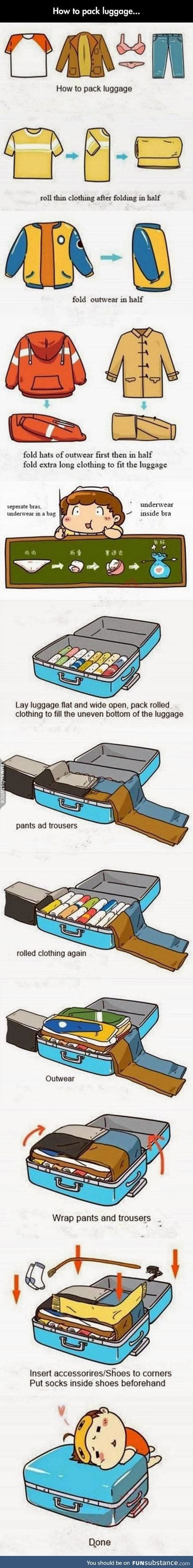 Learn how to pack luggage properly