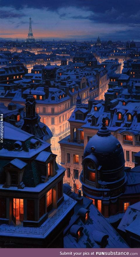 Paris at night, by Evgeny Lushpin