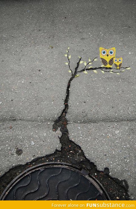 Turning a crack on the ground into art