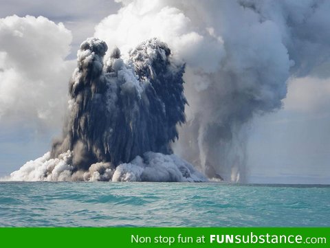 An undersea volcano eruption off the coast of Tonga