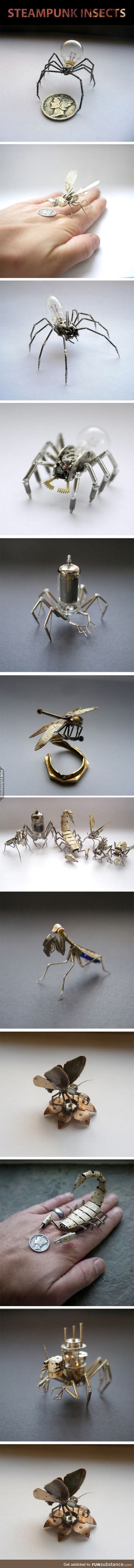 Tiny insects made out of watch parts