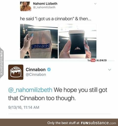 Dame cinnabon you could have at less said congratulations