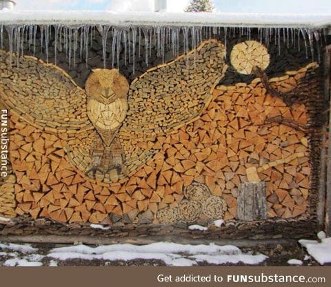 Owl wood stack art