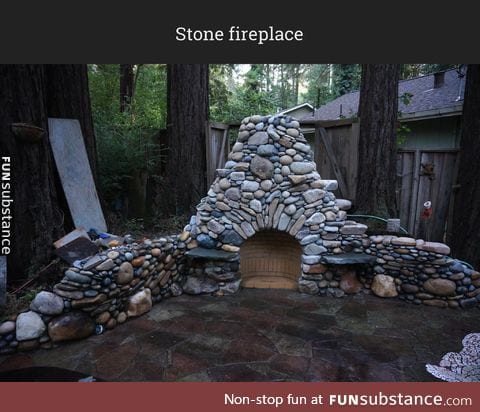 Stone fireplace