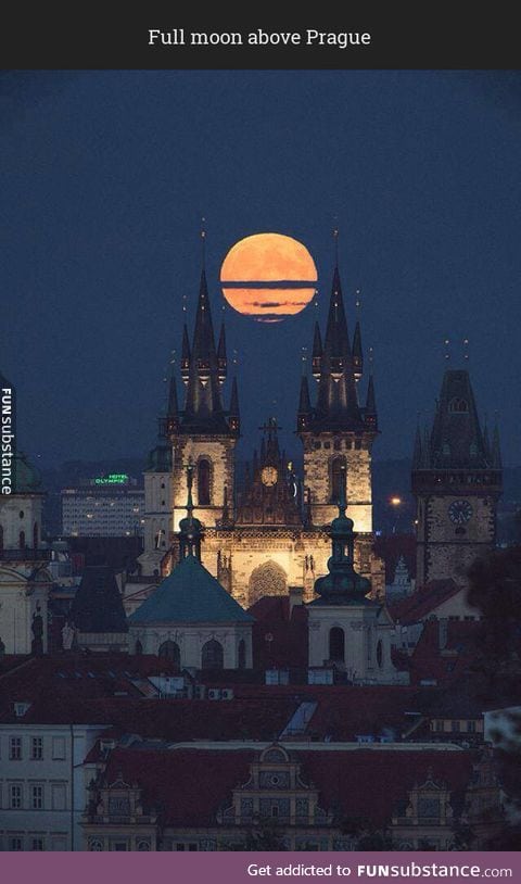 Full moon above Prague