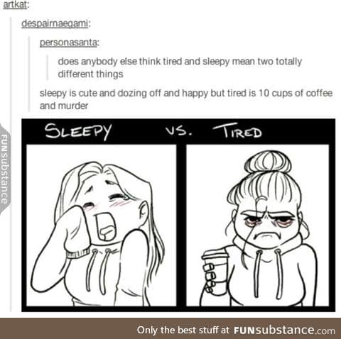 Difference between Sleepy and Tired