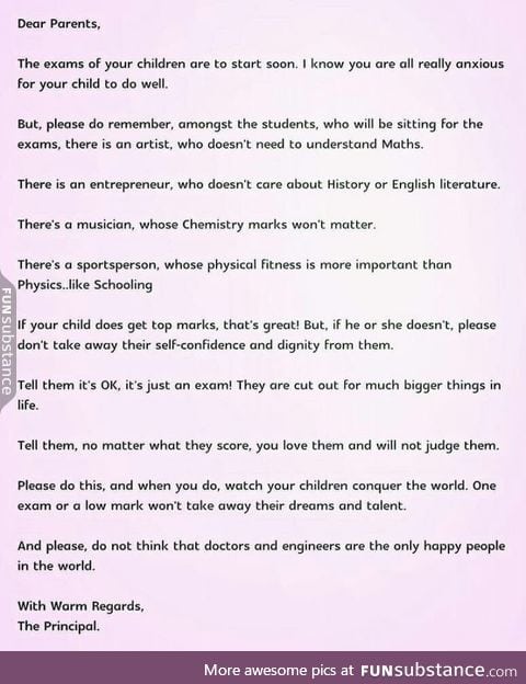 A school principal in Singapore sent this to parents