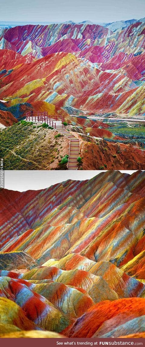 Rainbow mountains in china