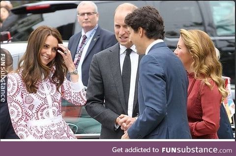 The face you make when you're married to a prince, but meet Justin Trudeau
