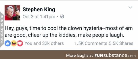 He doesn't get to judge others for their fear of clowns