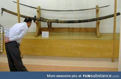 "Norimitsu Odachi" The biggest sword. It was wielded by a huge 8ft samurai