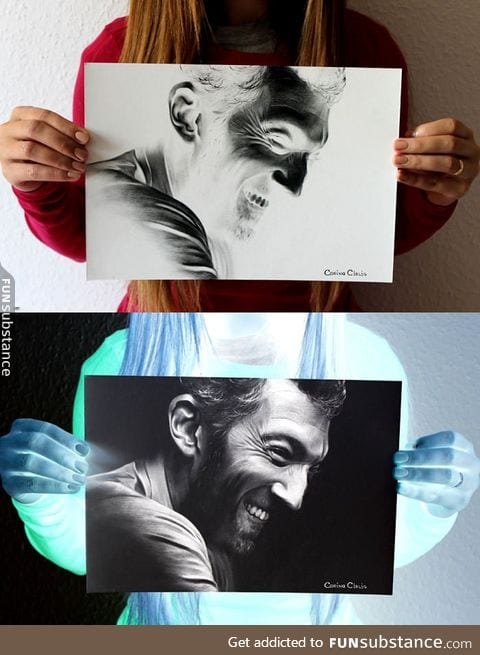 The one and only Vincent Cassel. Negative drawing. Charcoal, paper