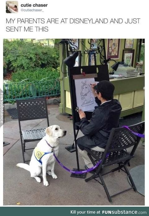 Service puppers gets his portrait drawn!