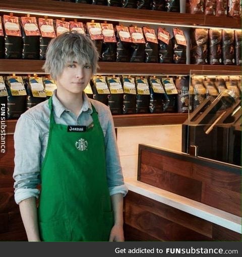 This kid works at Starbucks and looks like an anime character