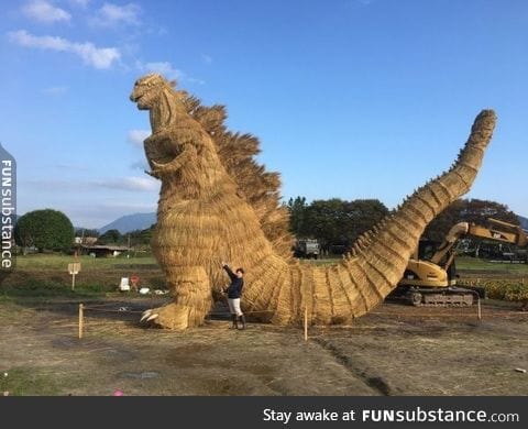 Godzilla made entirely out of hay