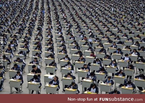 Chinese students taking an exam