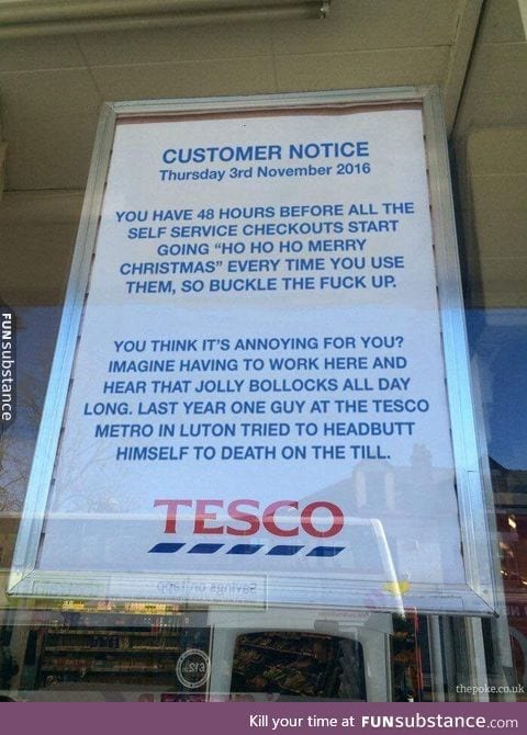 Customer notice