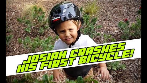 Three year old crashes his bicycle, demands to see video of crash from Dad