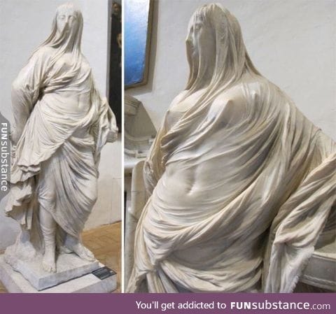 The illusion of transparent veil in marble by Antonio Corradini