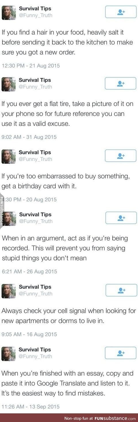Survival tips