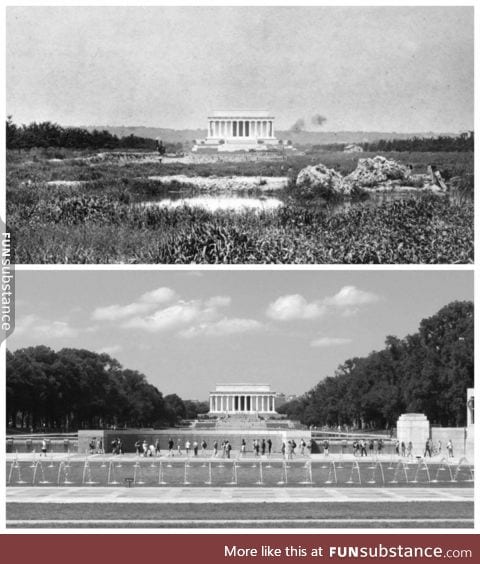 Lincoln Memorial in 1917 and present day