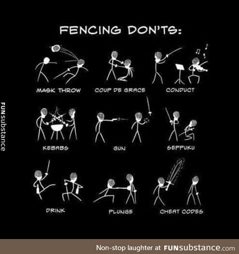Things you should not do while fencing