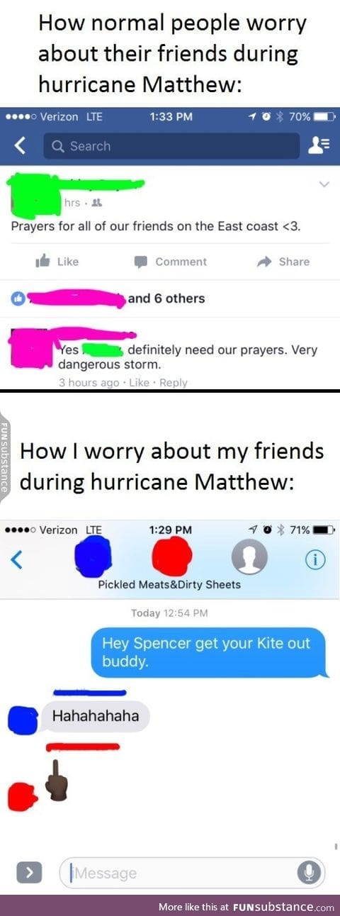 Loved ones during Hurricane Matthew