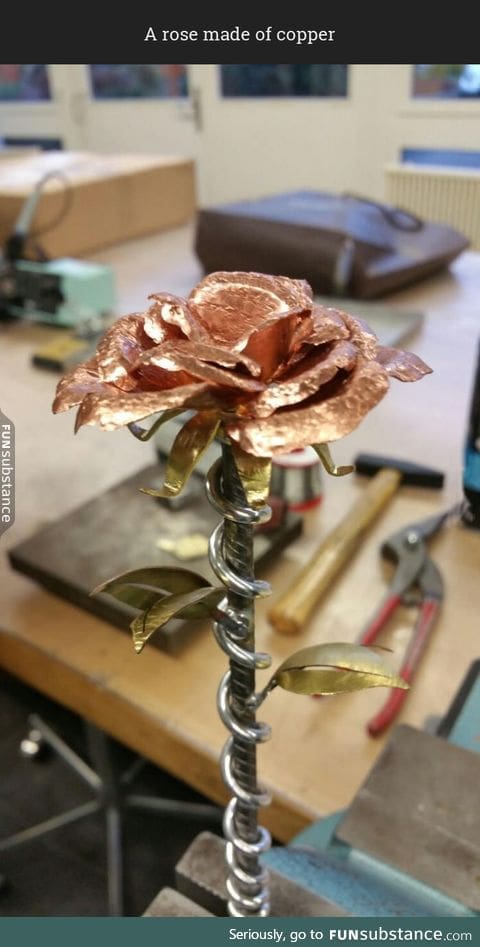 A rose made of copper