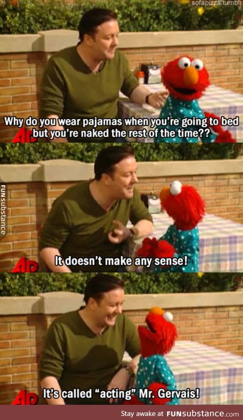 Elmo teaches ricky gervais an important lesson