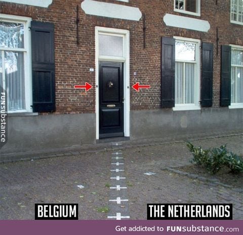 This house lies at the exact border of Belgium and the Netherlands