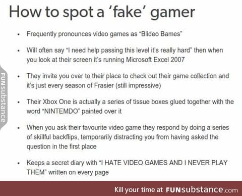 Are you a fake gamer ?