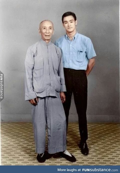 Bruce Lee with his master, IP Man