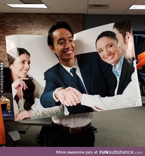 Guy dressed up as a stock photo for Halloween