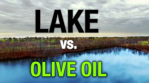 1 tablespoon of olive oil destroys half an acre of waves on this lake. What The Physics?!