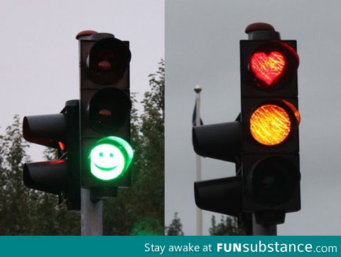 Friendly traffic lights in Iceland