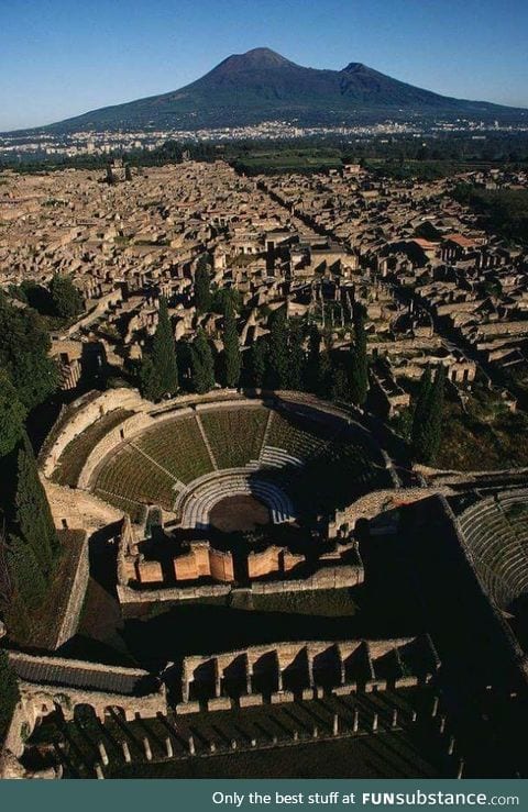 A view of the Pompeii ruins from above