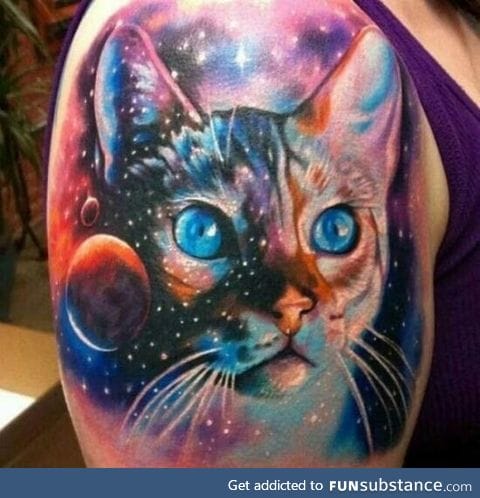 Watercolor cat tattoo