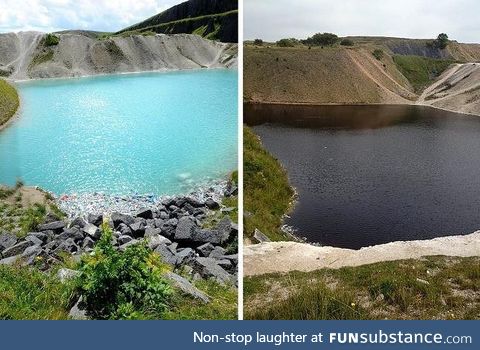 This lake is so acidic it had to be dyed black to stop people from swimming in it.