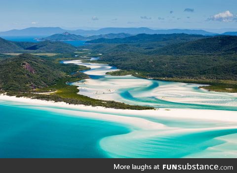 A beach seems to flow through